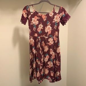 Art Class Girls Dress with crochet and red floral